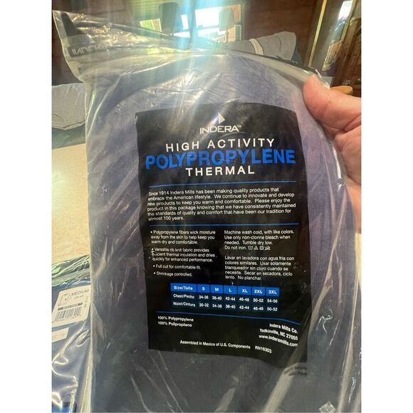 INDERA (2) Men’s Rib Knit Thermal Shirt Sz M Navy NIP - Picture 4 of 4